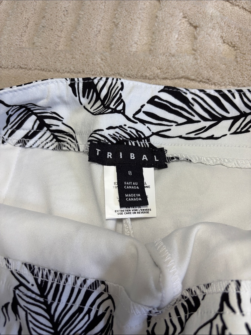 Tribal White Mini Skirt with Black Leaf Print - Picture 2 of 6